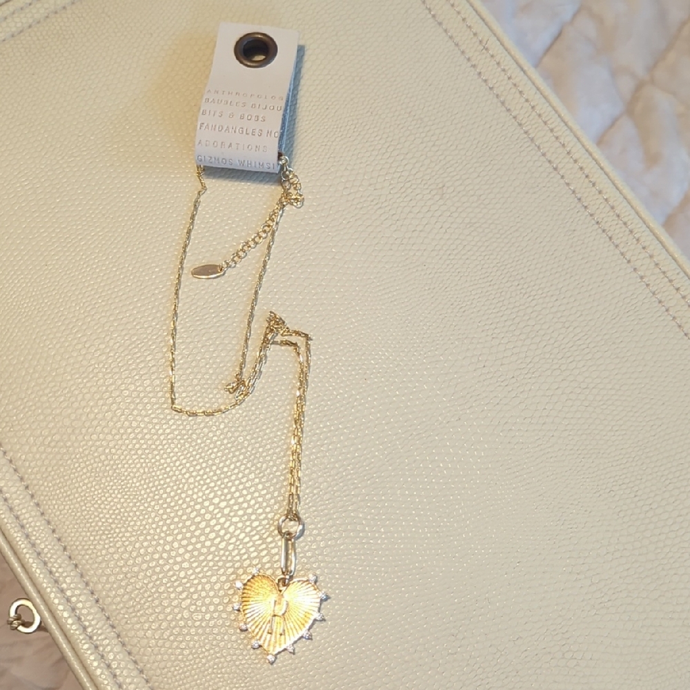 Anthropologie Gold Heart Necklace